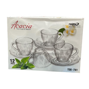 Set taza de vidrio con plato TS6-741