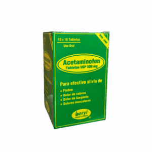 Acetaminofén 500mg 100 tabletas Beryl