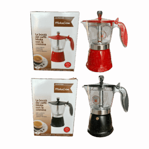 GRECA 6 TAZA MOKA CREMS JO-164-6 NEGRO Y ROJO 36/1